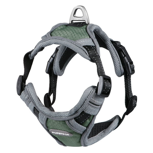 Shisuyan POPETPOP Outdoor Adventure Dog Harness Reflective Adjustable Vest for Small Medium Large Dog Size S (Olive Green)