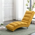 thumbnail image 2 of Newest Luxury Chaise Lounge with Vibration Function, Modern Fixed Back Recliner, Mustard Yellow, 2 of 13