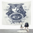 thumbnail image 2 of UFAEZU Magic Woman Tattoo Fortune Teller Crystal Ball Mystic and All Seeing Eye Wall Art Hanging Tapestry Home Decor for Living Room Bedroom Dorm 51x60 inch, 2 of 2