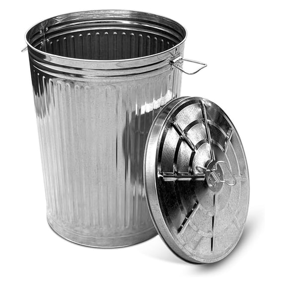 Metal Trash Can with Lid Outdoor 20 Gallon Galvanized Steel Garbage Bucket with Lid Silver