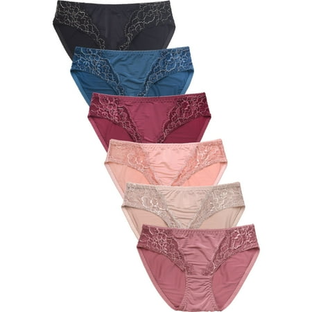 

247 Frenzy Women s Essentials Sofra PACK OF 6 Lace Trim Bikini Panty