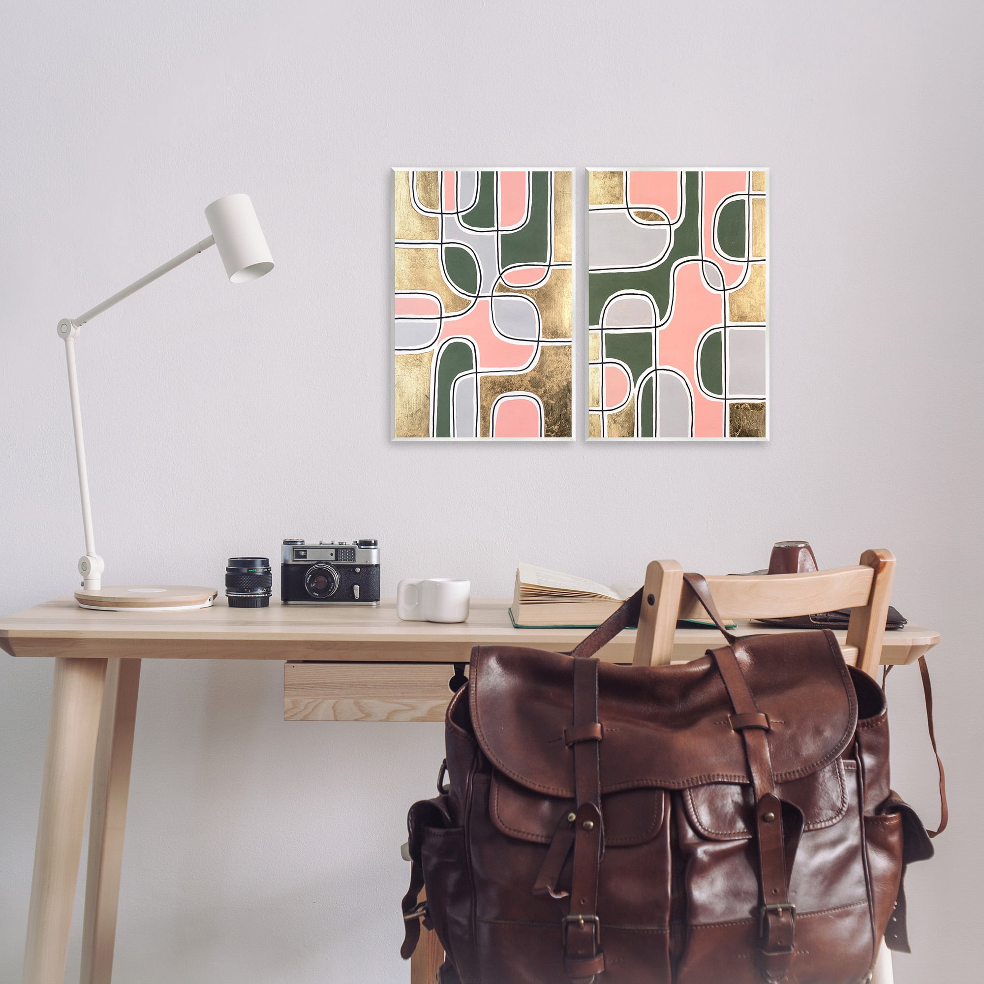 Stupell Industries Overlapping Shapes on Glam Abstract Painting Unframed Art Print Wall Art, 10 x 15, Set of 2