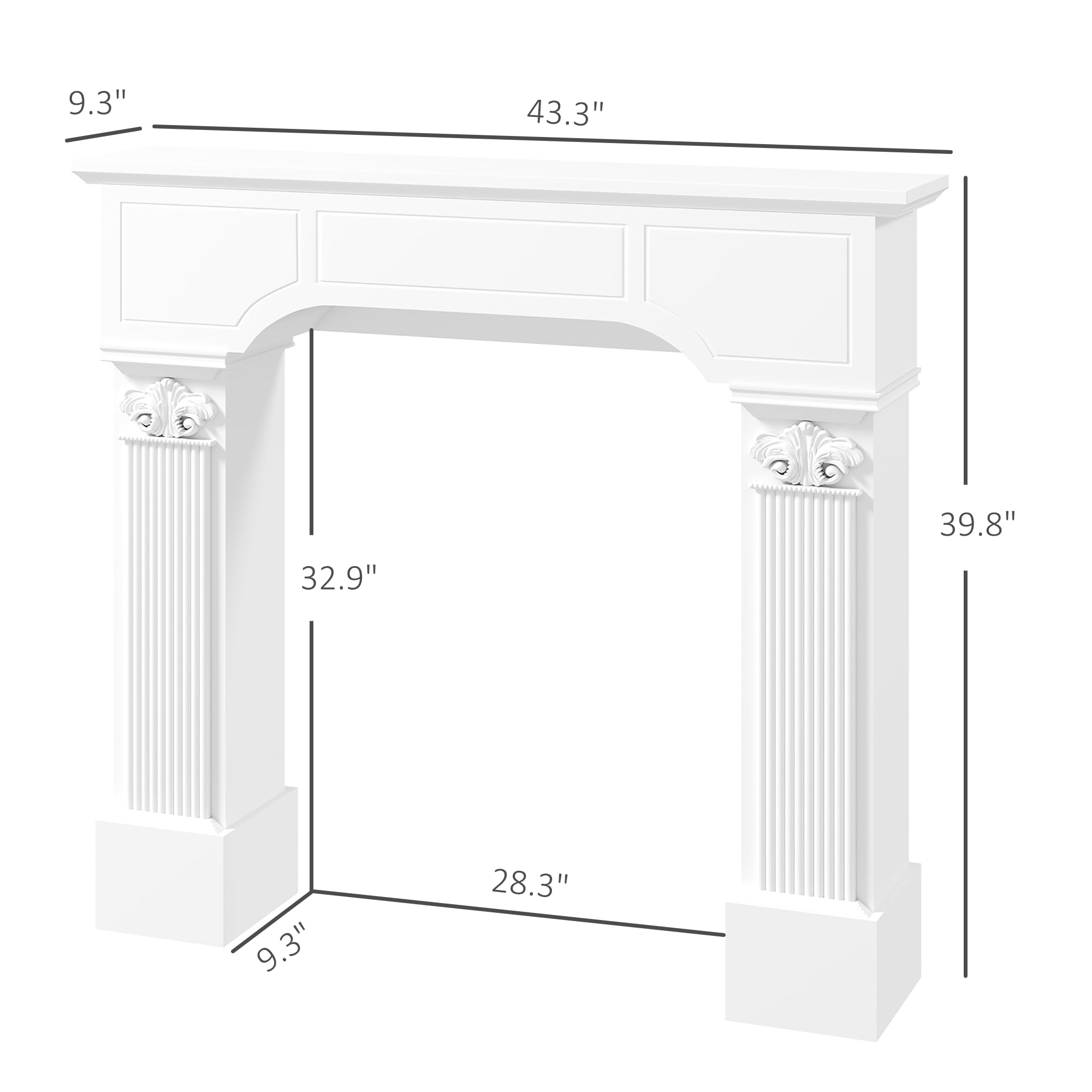 HOMCOM Baroque Fireplace Mantel, Fireplace Surround with Ionic Leg, White