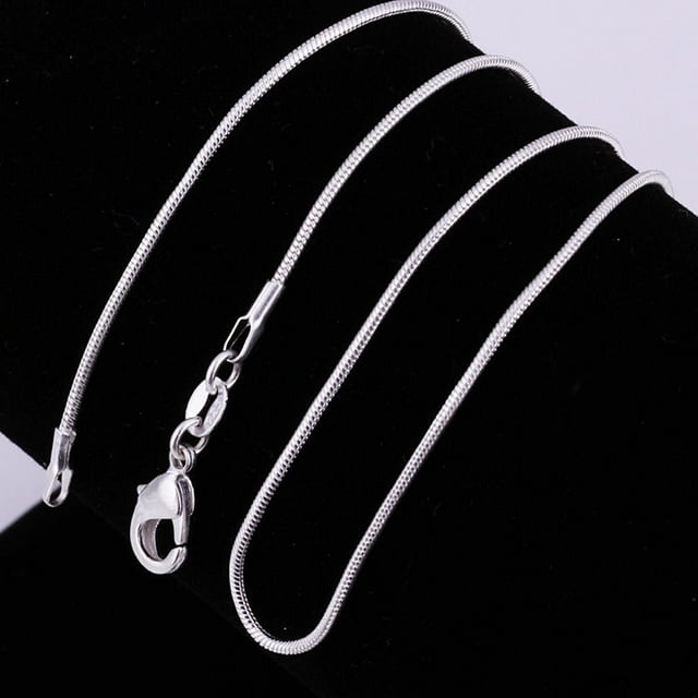 Trayknick 16 Inch - 24 Inch Women Fashion Silver Plated Snake Chain Necklace Jewelry 2mm,20"