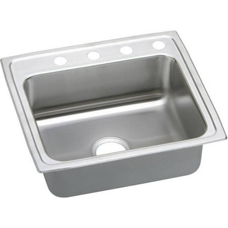 Lustertone 3 Hole - Elkay LR25213 Gourmet Lustertone Stainless Steel Single Bowl Top Mount Sink with 3 Faucet Holes