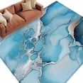 thumbnail image 2 of 5x7 Washable Area Rug, Marble Non-Slip Large Rectangle Rug for Living Room Bedroom, Abstract Art Blue Gradient Cave Rock Silver Lines Indoor Floor Mat for Home Decor, 2 of 9