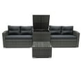 thumbnail image 4 of Outdoor Wicker Furniture Set, 4 PCS PE Rattan Sectional Sofa Set with Side Storage Table, Coffee Table and 2 Loveseats, Cushioned Conversation Chairs Set for Patio, Yard, Poolside, Deck, Gray, D5643, 4 of 7