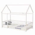 thumbnail image 4 of Bellemave Twin Floor Bed, Wood Twin Size House Bed Frame with Fence, Montessori Floor Bed for Bedroom (White), 4 of 6