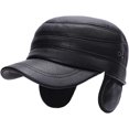 thumbnail image 2 of CoCopeaunts Men's Winter Baseball Cap PU Leather Warm Peaked Hat with Fold Earmuffs Casual Classic Outdoor Travel Dad Hat, 2 of 7
