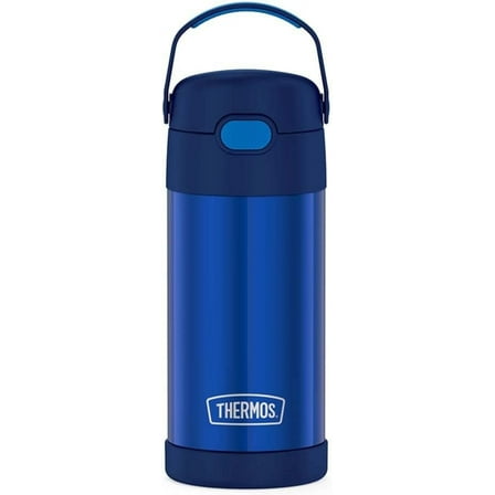 THERMOS FUNTAINER 12 Ounce Stainless Steel Vacuum Insulated Kids Straw Bottle, Blue