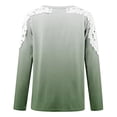 thumbnail image 5 of miqiqism Great discounts！Fall Gradient Tops for Women Crew Neck Long Sleeve Shirts Trendy Lace Floral Stitching Print Blouses Basic Tees Lady Boho Floral Clothing,Shading_Green,X-Large, 5 of 5