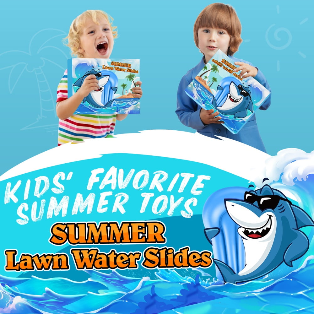 Growsly Slip and Slide Lawn Water Slide, 30FT Slip n Slide Heavy Duty Double Lane for Kids Backyard Games with Sprinkler and 2 Bodyboards, Blue