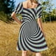 thumbnail image 5 of Vestido psicodélico de manga corta con remolino en azul, rojo y dorado. Ropa femenina, conjuntos de verano para mujer. Vestido de noche para mujer., 5 of 7