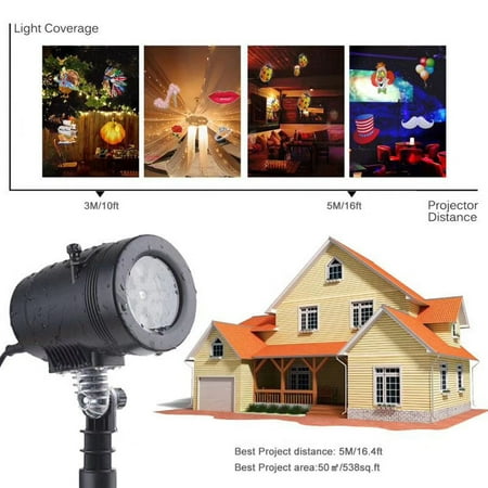 

Colorized Auto Moving Projection Lights With 14 Replaceable Lens Auto-Shifting & Switchable Pattern IP65 Water- Outdoor Indoor