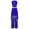 thumbnail image 2 of Zaldita Womens Praise Dance Outfit Metallic Patchwork Tunic Overlay with Pants Royal Blue L, 2 of 7