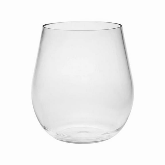 HomeRoots 521125 Tritan Plastic Balloon or Round Bowl Stemless All Purpose Wine Glass, Clear - Set of 4