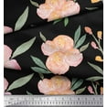 thumbnail image 2 of Soimoi Black Cotton Duck Fabric Leaves & Peach Floral Watercolor Print Fabric by Yard 42 Inch Wide, 2 of 3