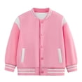 thumbnail image 5 of KPOPLK Kids Varsity Jacket Boys Baseball Jacket Bomber Coat School Uniform with Pocket Back to School1-16 Years Size 4-5 Years,Hot Pink, 5 of 5