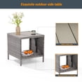 thumbnail image 2 of ACEGOSES Outdoor PE Rattan Side Table, Square Water-Proof Coffee HIPS Tabletop for Indoor and Outdoor,Gray, 2 of 5