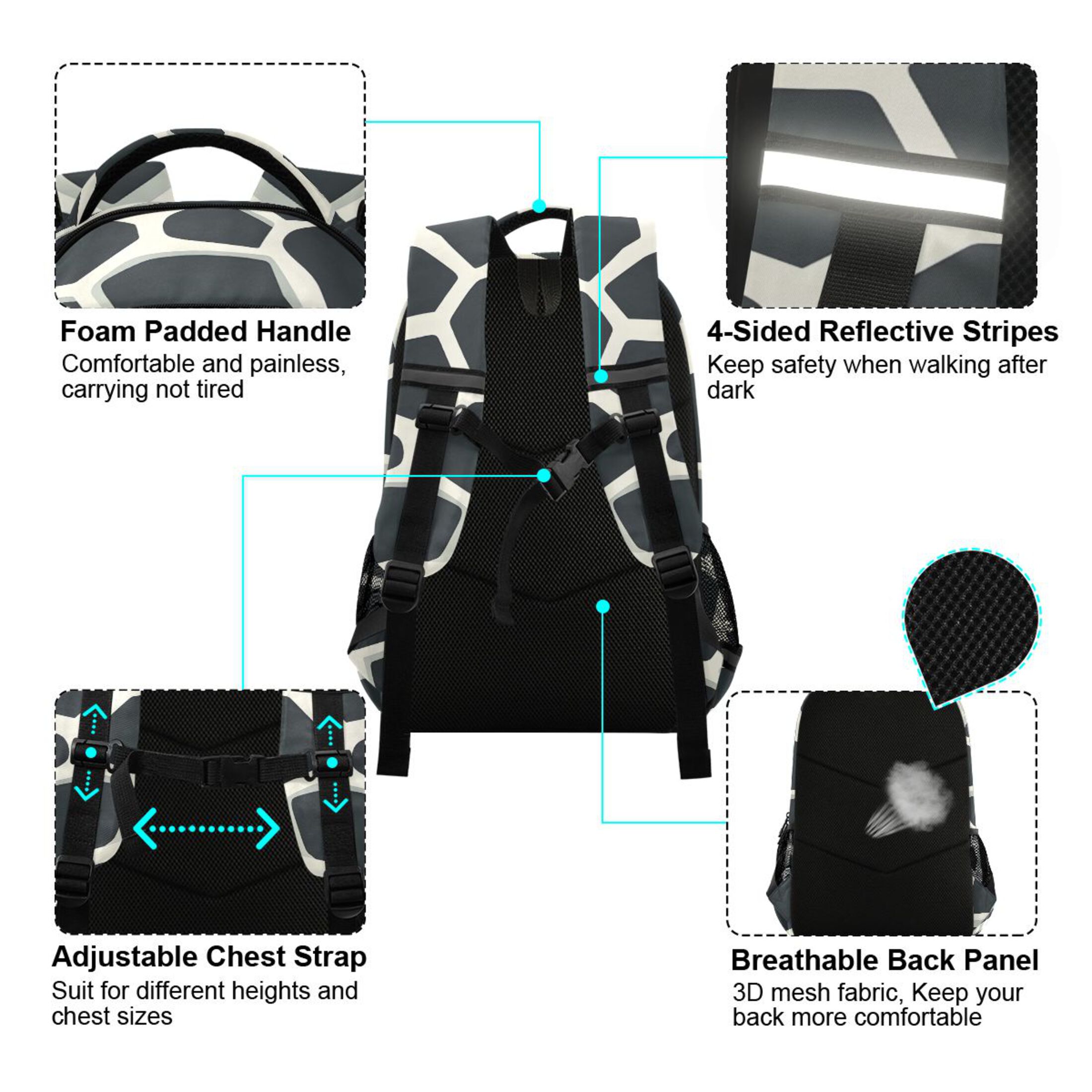 ALAZA Cow Print Backpack Elementary School Bag Bookbag Travel Rucksack