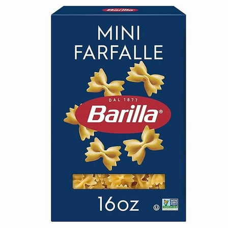 Pack of 2 Barilla Mini Farfalle Pasta, 16 oz. Box - Non-GMO, Made with Durum Wheat Semolina - Kosher Certified