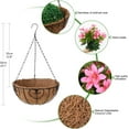 thumbnail image 5 of Artificial Flowers Hanging Basket for Outdoor Indoor, Fake Orchid Flowers in Coconut Lining Hanging Basket for Home Courtyard Decoration, 5 Branches Flowers in 12'' Basket(Pink), 5 of 5