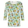 thumbnail image 5 of CYMMPU Bee Graphic 3/4 Sleeve Loose Fit Blouses for Women Dressy Casual Tunic Tops Summer Fashion Shirts Spring Tops Round Neck Lightweight Basic T-Shirts Multicolor XL, 5 of 5
