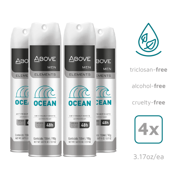ABOVE Men Ocean Elements Antiperspirant Spray, 48-Hour Protection, 5.07 fl. oz, Pack of 4