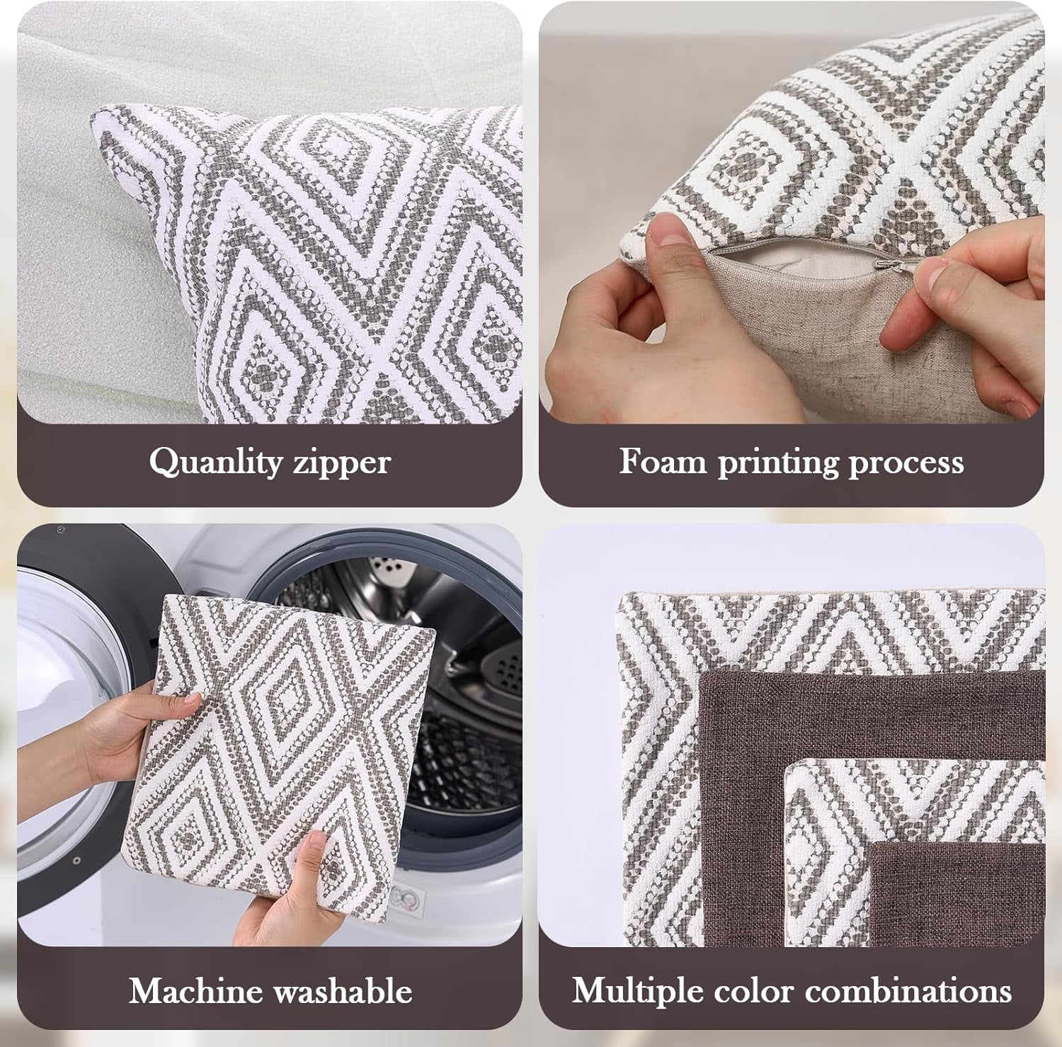 SUSIELADY Throw Pillow Covers Set of 4, 20"x20" Linen Decorative Square Couch Sofa Cushions, Accent Home Decor, Living Room, Bedroom, Chair, Chocolate