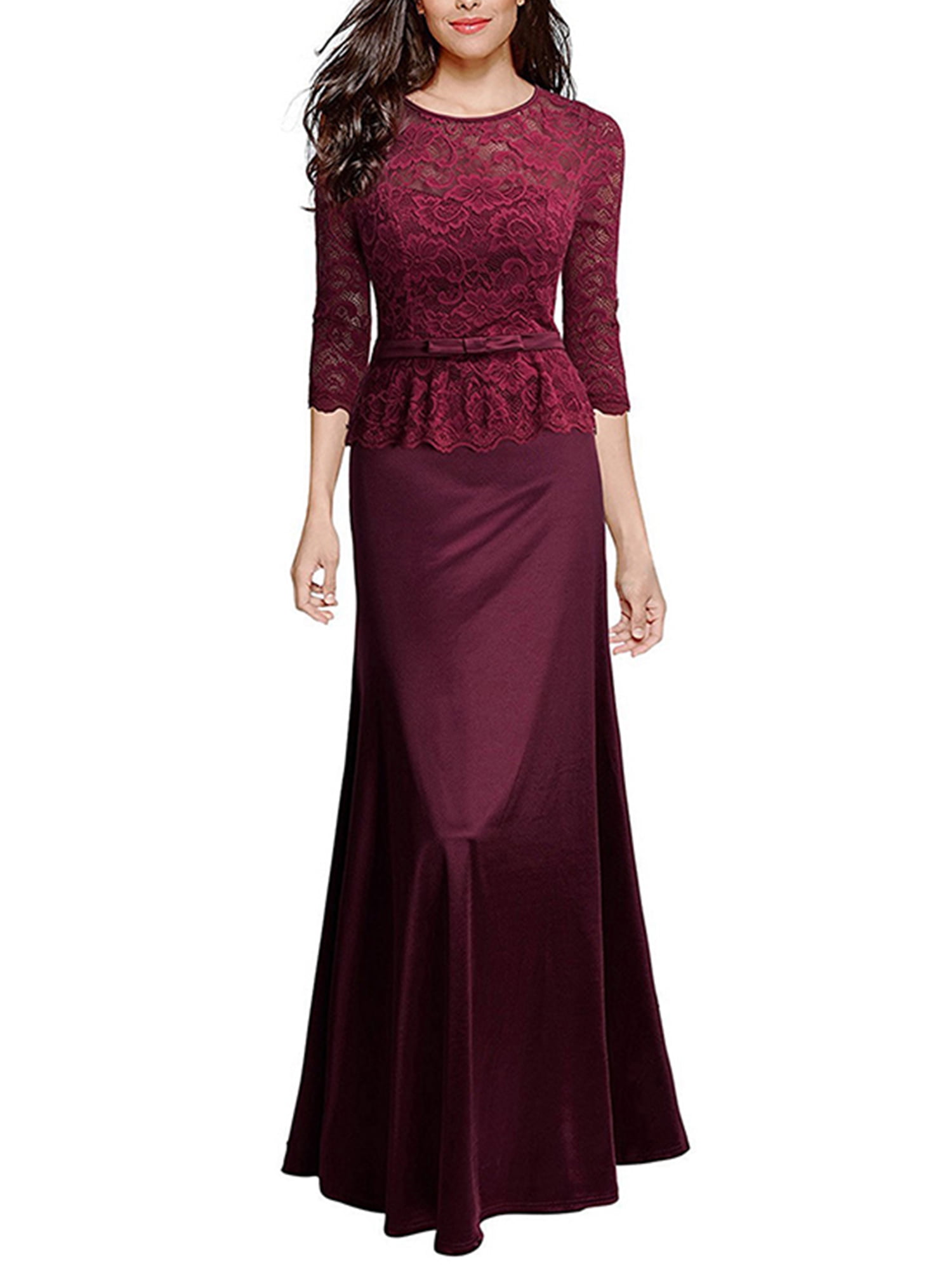 Women Lace Maxi Formal Dress Prom Bridesmaid Wedding Evening Party Cocktail Gown