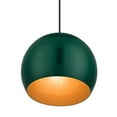 thumbnail image 5 of Piedmont 1 - Light Shiny Hunter Green And Polished Chrome Contrastingfinishes Industrial / Mid Century Modern Incandescent Aluminum Pendant Light, 5 of 13