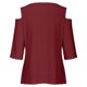 thumbnail image 5 of Sudaderas con capucha para mujer,Blusa informal de poliéster con hombros descubiertos para mujer, cuello en V y mangas 3/4, tejido ligero y transpirable, para uso diario, sopatenor, 5 of 8