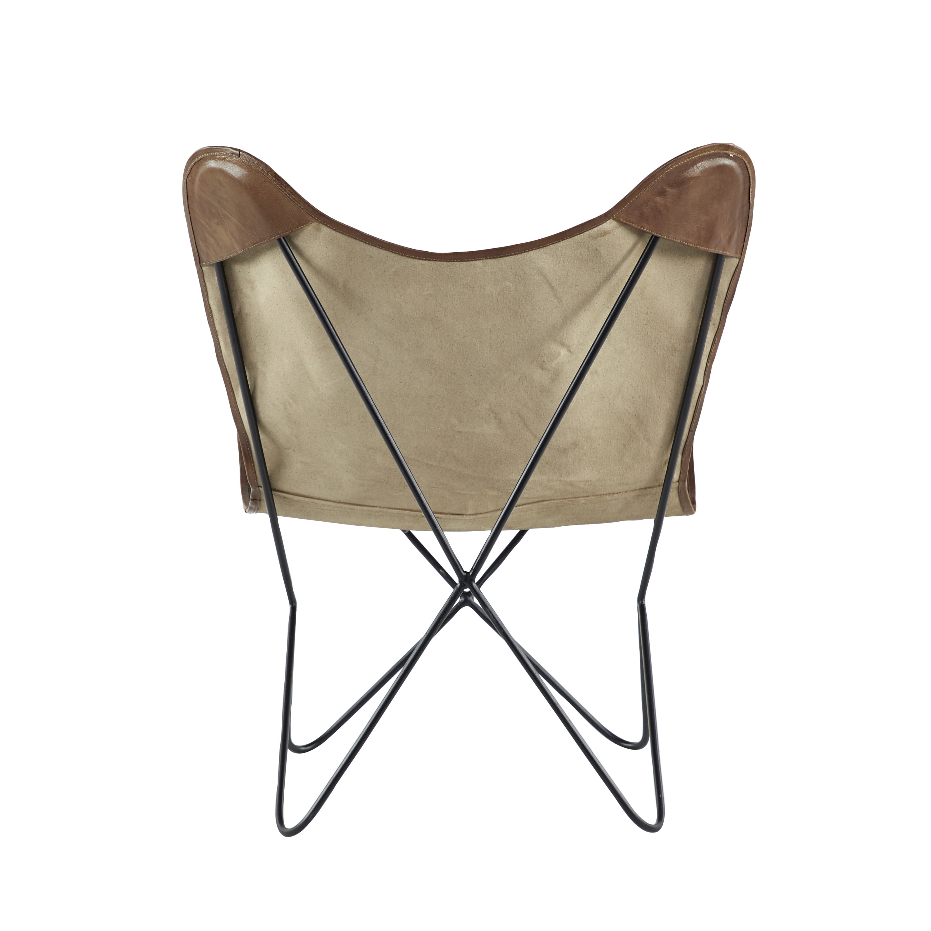 DecMode Contemporary Tan/Brown Canvas Outdoor Chair 30"W x 36"H, Features "BOULANGERIE Café Chaud et Beignets No 52 Rue Gateau Sucre" Text