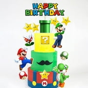 14 PCS Mario Birthday Party Supplies, Cake Decorations for Birthday Party Decorations Theme Birthday Party Supplies