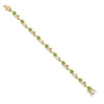 thumbnail image 2 of Gem Stone King 18K Yellow Gold Plated Silver Heart Shape Green Peridot and White Lab Grown Diamond Greek Vine Flower Tennis Bracelet for Women (5.04 Cttw, 7.5 inch), 2 of 4