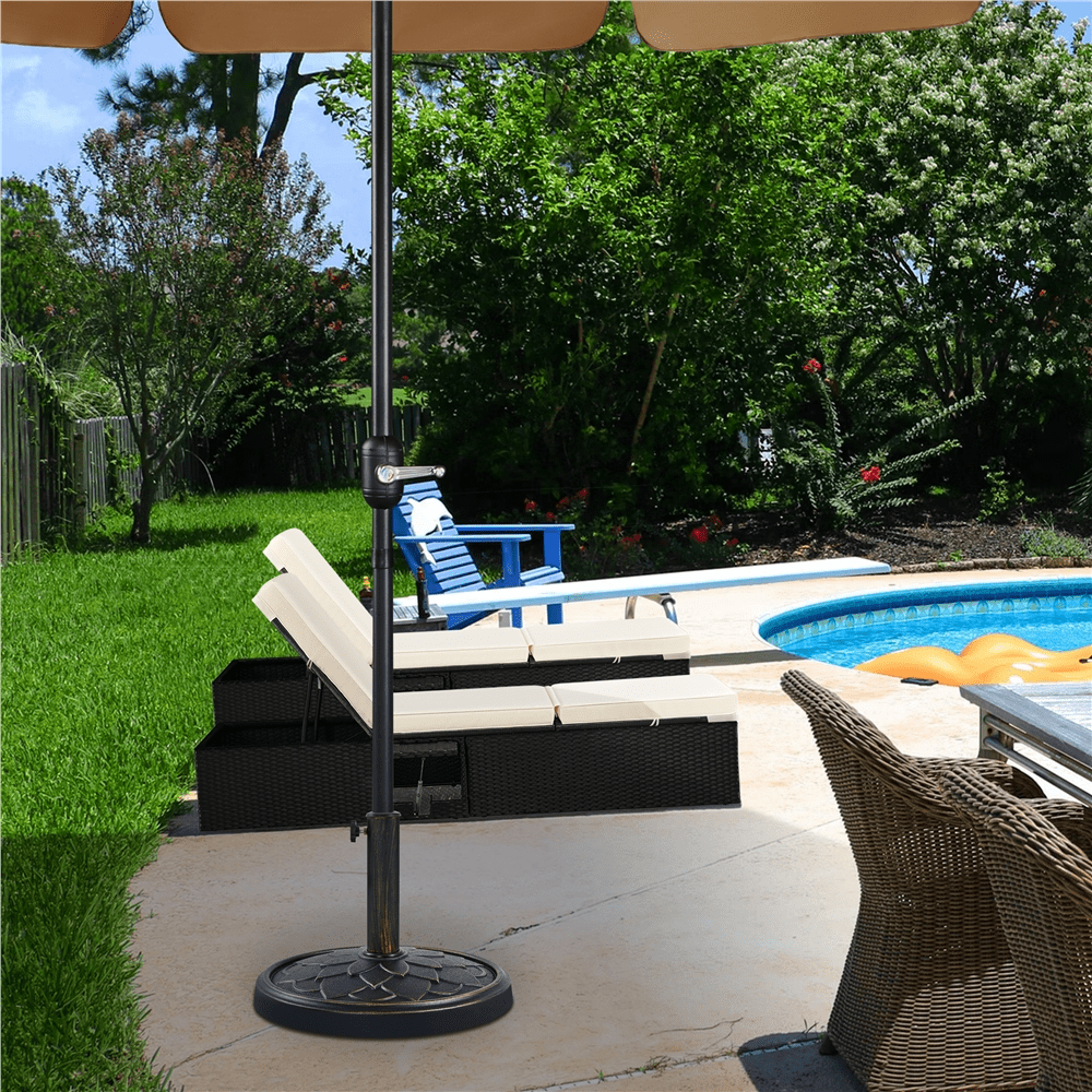 Renwick Iron Market Patio Umbrella Base with Flower Petal Pattern Bronze
