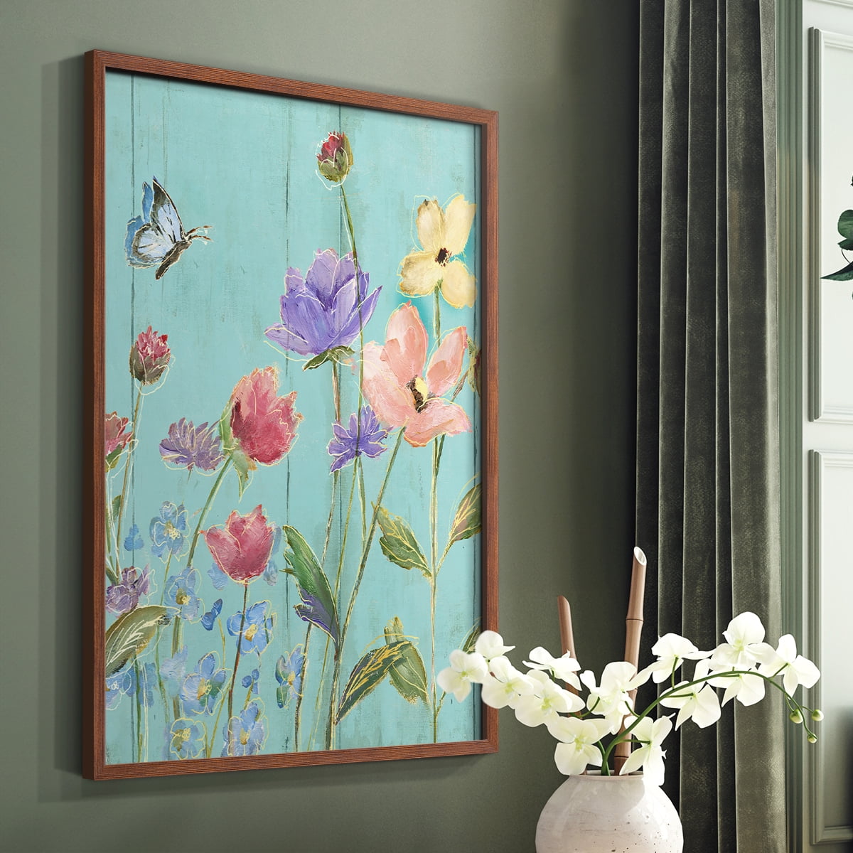 Wildflower Flutter III Framed Print - Solid Wood in Single Picture Frame Solid Wood 2 Framed Print