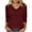 Red, variant on EchfiProm V-Neck Shirts for Women Black Ribbed Tops 3/4 Sleeve Casual Pullover Relaxed Fit Solid Ladies