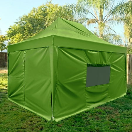 Quictent Privacy 10x15 EZ Pop Up Canopy Tent Instant Gazebo with 4 Sidewalls and Mesh Windows Waterproof (Green)