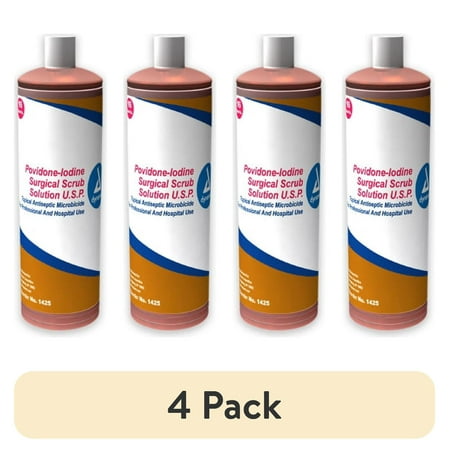 (4 pack) Surgical Scrub Dynarex, First-Aid Antiseptic, 16 oz.. Bottle, 7.5% Povidone Iodine | 1 Bottle