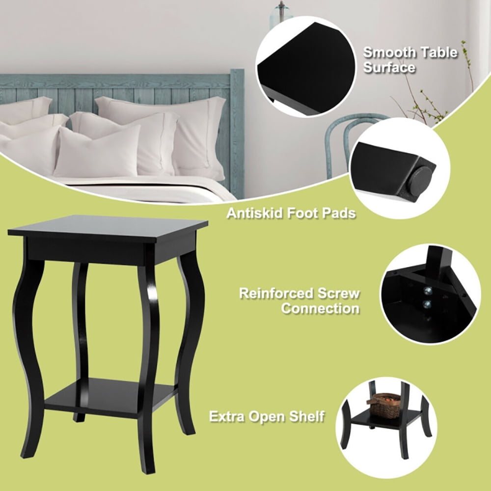 Finihen Round End Side Table, Sofa Couch Table with Storage Shelf, Accent Sofa End Side Table, for Small Spaces, Living Room, Bedroom, Black Finihen Round End Side Table, Sofa Couch Table with Storage Shelf, Accent Sofa End Side Table, for Small Spaces, Living Room, Bedroom, Black