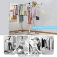 thumbnail image 6 of Untyo Metal Clothes Drying Rack Foldable Laundry Coat Hanger Double Rail Adjustable Space-Saving Foldable Drying Hanger for Indoor and Outdoor Use,Sliver, 6 of 8