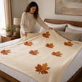 thumbnail image 3 of Fall Multi-Tone Maple Leaf Flannel Throw Blanket 150x100cm, Soft Cozy Autumn Decorative Blanket for Sofa Couch Thanksgiving Home Decor, 3 of 6
