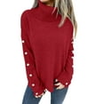 thumbnail image 2 of Women'S Oversized High Neck Chunky Pullover Cowl Neck Long Sleeve Winter Slouchy Loose Knit Sweaters Wine Red XXXL, 2 of 8