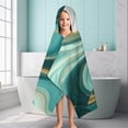 thumbnail image 6 of Teal Marble Gold Wave Pattern Hooded Bath Towel，60"x35" for Ages 3 To 12 Kids, Quick Dry Lightweight Soft Microfiber Hood Beach Towel Cover Up for Kids, 6 of 7
