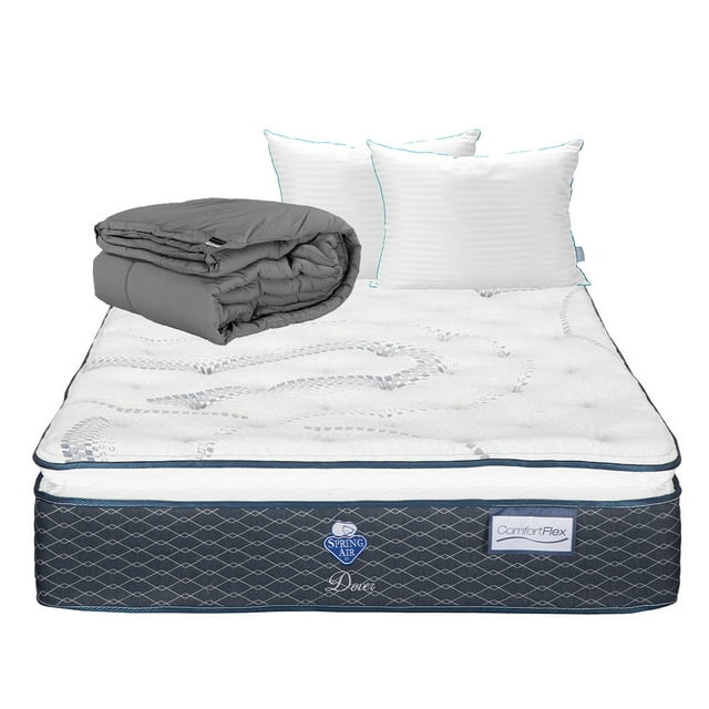 Colchon Dover Queen Size+Almohada Royal Twin+Edredon Homy