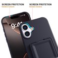 thumbnail image 3 of Allytechgroup iPhone 16 Case with Card Slots & Makeup Mirror, Rugged Shockproof Kickstand Bumper  Protective Hard PC Cover Phone Case for Apple iPhone 16, Black, 3 of 7