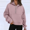 thumbnail image 2 of Hessimy Half Zip Sweatshirts Cropped Hoodies Jackets Womens Quarter Zip Up Pullover Fall Outfits 2024 Winter Clothes(Z08-Light Pink,Sï¼, 2 of 6