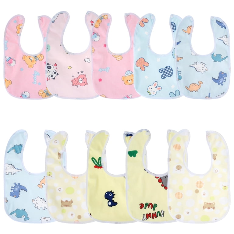 Lzvxtym 10 Pack Baby Waterproof Snap Bibs, Multicolor photo 1
