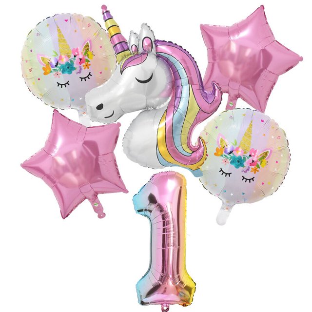 1 Juego de Globos de unicornio arcoíris de 32 pulgadas, Globos de aluminio con número, 1er, decoraciones para fiesta de cumpleaños, Baby Shower